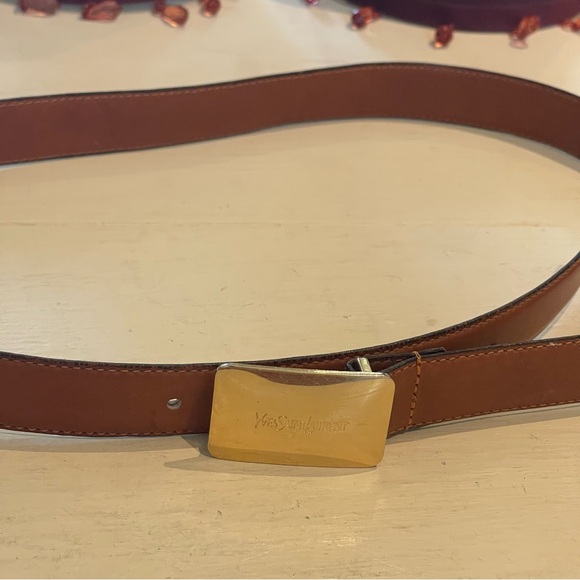 YSL Saddle Leather Belt 36/90 Vtg